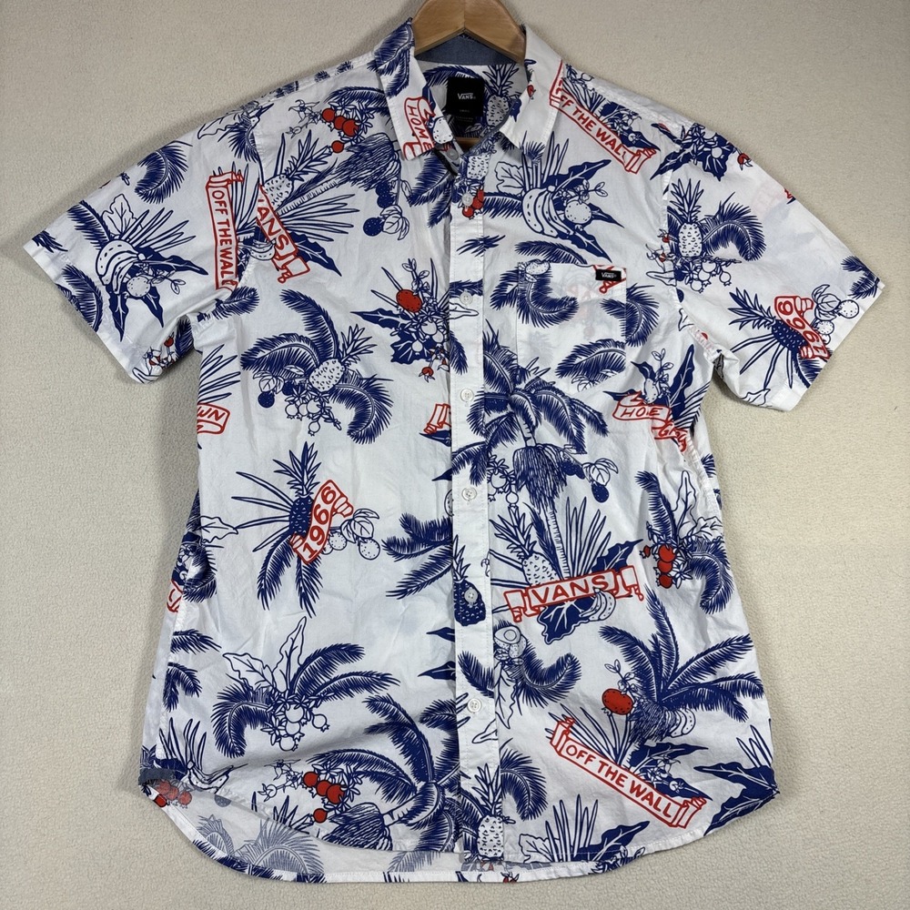 Vans Off The Wall Hawaiian Short Sleeve Buttoned‎ Down Shirt Men's Size Small